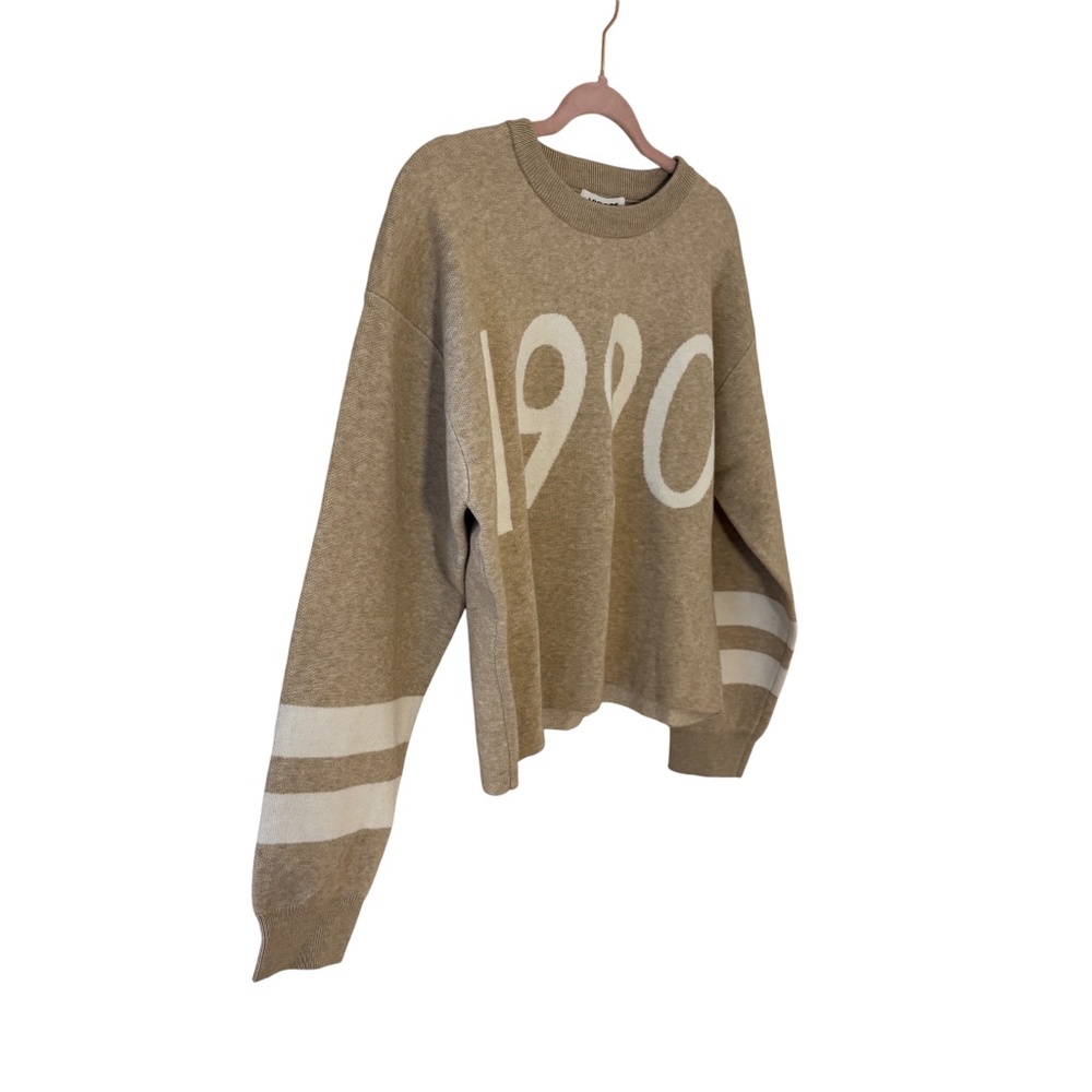 NWT Vigoss Nordstrom 1990 Oatmeal Crewneck Sweater Size Small preppy retro 90s - Picture 5 of 12